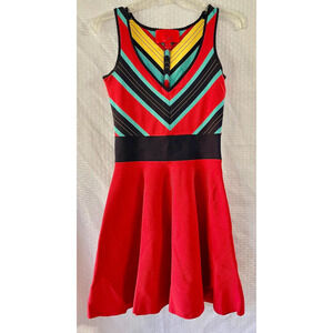 Z Spoke by Zac Posen Fit & Flare Bandage Jersey Chevron Dress Size Small
